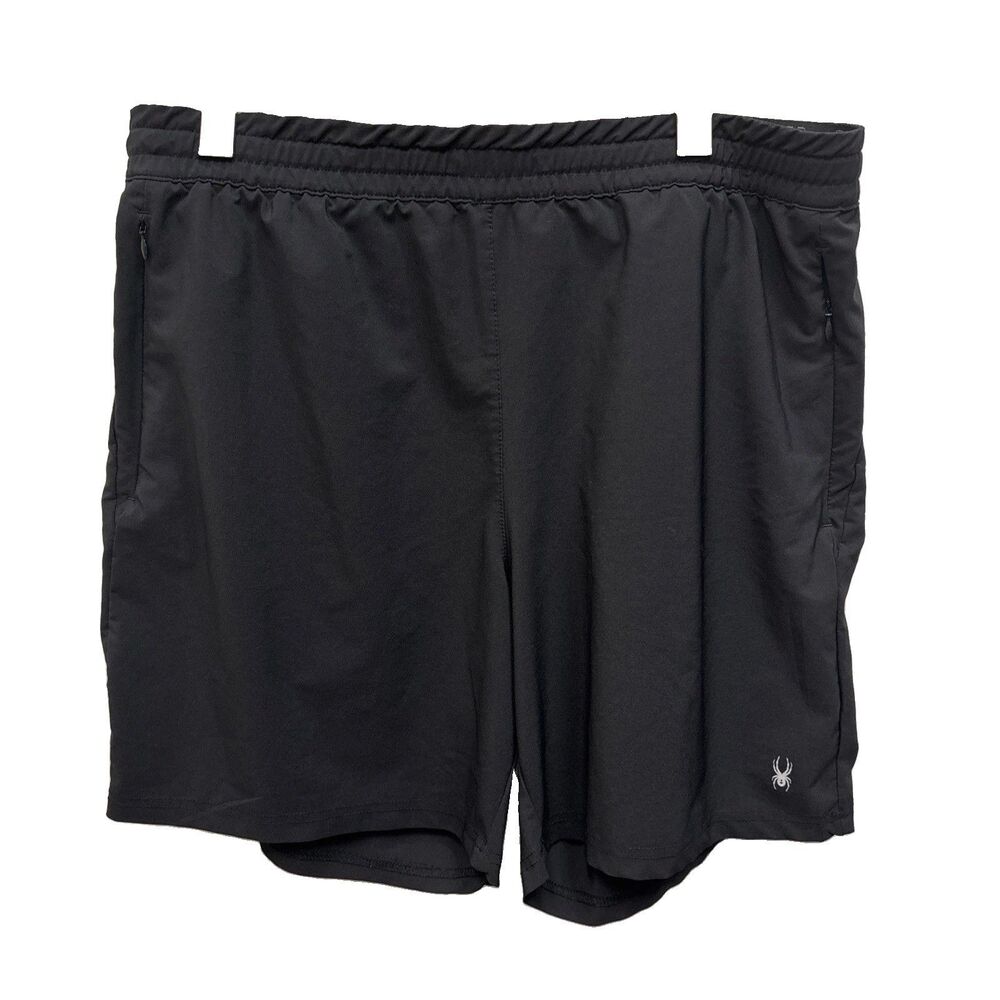 Spyder Active Men Proweb Stretch Shorts Black XL Elastic Drawstring Waist Zip
